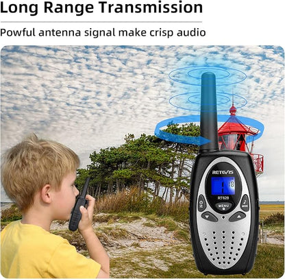 Retevis RT628 Walkie Talkies for Kids,Toy Gifts for 6-12 Year Old Boys Girls,Kid Gifts Walkie Talkie for Adults Outdoor Camping Hiking(Silvery 1 Pair)