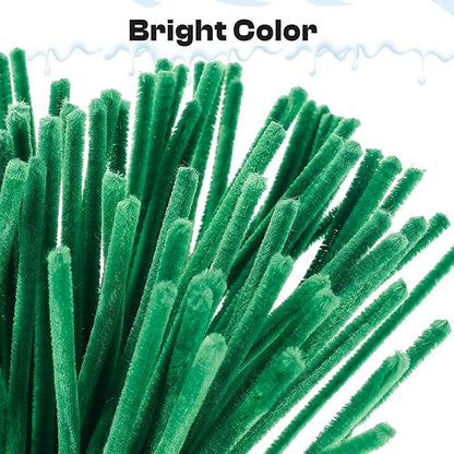 Caydo 200 Pieces Christmas Dark Green Pipe Cleaners Craft Flexible Chenille Stems for Kids Art Craft Projects and Decoration, 12 Inch x 6 mm