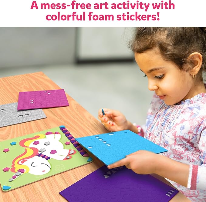 Skillmatics Art Activity - Fun with Foam Unicorns & Princesses, No Mess Felt Sticker Art for Kids, 3D Foam Stickers, DIY Craft Kits, Valentine's Day Gifts for Girls & Boys Ages 3, 4, 5, 6, 7
