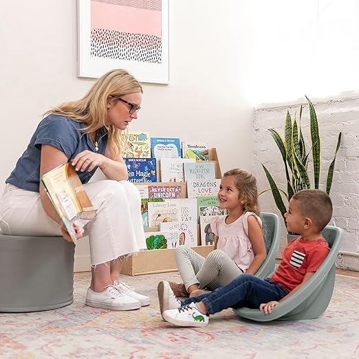 ECR4Kids Leaf Floor Seat, Rocker Chair, Grey, 6-Piece