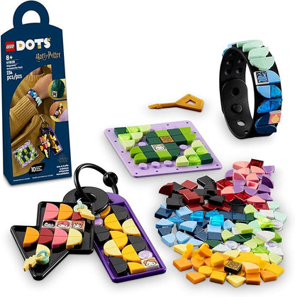 LEGO DOTS Hogwarts Accessories Pack 41808, Harry Potter Themed Jewelry Making Kit with Bracelet, 2 Bag Tags and Stich-on Patch, DIY Craft Toy Set for Kids