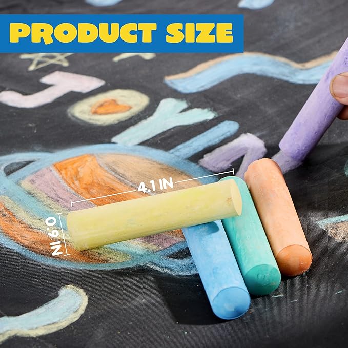 JOYIN 150 Pcs Sidewalk Chalk Set in 30 Packs, 5 Colors, Giant Box Non-Toxic Jumbo Washable Chalk for Outdoor Art Play, Painting on Chalkboard, Kitchen, Blackboard, Playground, Outdoor