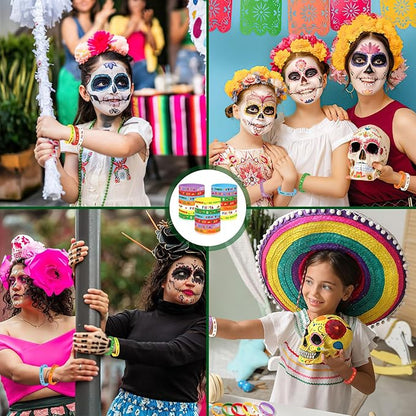 JUNEBRUSHS 42pcs Mexican Fiesta Silicone Bracelets Cactus Guitar Hat Rubber Wristbands Party Favors Accessories for Mexican Fiesta Birthday Party Decorations Gift (7 Designs)