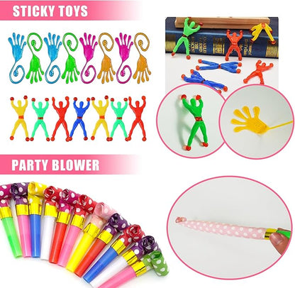 Unicorn Party Favors Unicorn Figures Goodie Rainbow Elastic Ball Bracelets Stickers Gifts Pinata Filler Bulk Toys for Unicorn Party Girl Kid Birthday Party Stuffers Supplies (Style 01)