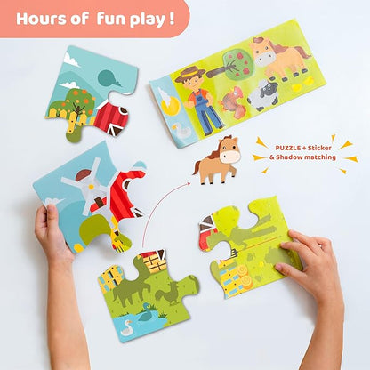 jackinthebox Farm Craft kit for 3 to 5 Year olds, 3 Craft Projects - Pretend Play Animal Masks, Farm Puzzle with Stickers, DIY Cow Notepad, Great Gift for Boys and Girls Ages 3 4 5 Years..