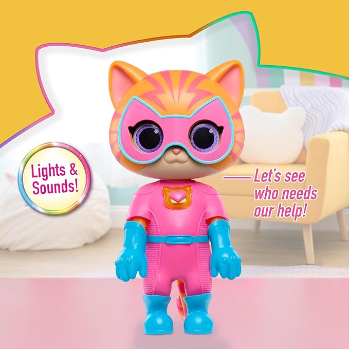 Just Play Disney Junior SuperKitties Cat-Tastic Transforming Ginny Lights and Sounds Figure, Kids Toys for Ages 3 Up