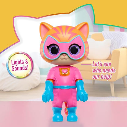 Just Play Disney Junior SuperKitties Cat-Tastic Transforming Ginny Lights and Sounds Figure, Kids Toys for Ages 3 Up