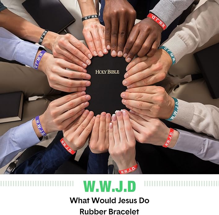 Jadive 20 Pcs WWJD Rubber Bracelets What Would Jesus Do Silicone Wristbands for Women Men Jesus WWJD Inspirational Bracelet Motivational Bracelet Religious Christian Party Favors Gifts