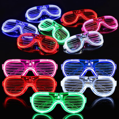 25 Pack Light Up Glasses Party Favor, LED Sunglasses Bulk 5 Colors Neon Accessories Glow In The Dark Party Supplies Toy for Kids & Adults Fit All Size, Gamer Laser Tag Birthday Holiday Wedding