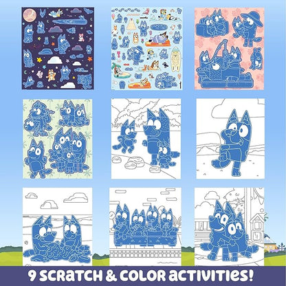 Bluey Scratch ‘n Color Pad, 9-Page Activity Coloring Book, Includes Scratch Art, Stickers for Kids, Bluey Toys, On the Go Activity Playset, Bluey Toys for Toddlers 1-3, Great Gift for Kids Ages 3 & Up
