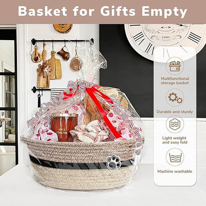 Dog Toy Basket Small Baskets for Gifts, Woven Baby Storage Basket for Towels, Toys, Storage Organizer Bins for Living Room, 12 x 8 x 5 inches