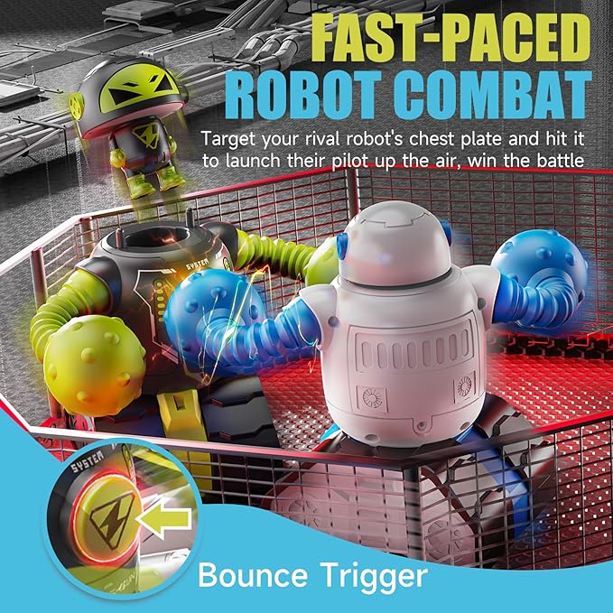 cxjoigxi Remote Control Fighting Robots Game Set of 2, RC Ejecting Battle Bots Toys with Light & Sound, Fun Electronic Battle Robots Toy, Christmas Birthday Gifts for Kids Boys Age 5 6 7 8 9 10
