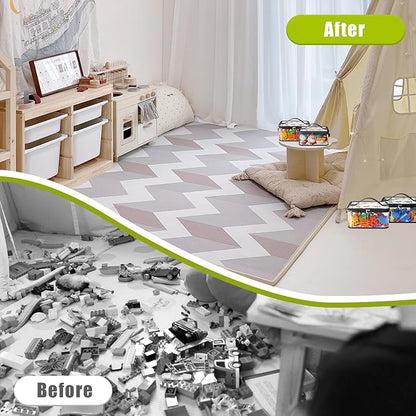 8 Packs Large Toy Storage Bags with Labels, Reusable Clear PVC Board Game Storage, Travel Waterproof Toy Organizer Bags with Name Tag and Manual Pocket for Building Blocks, Puzzle, Kids Books(L, XL)