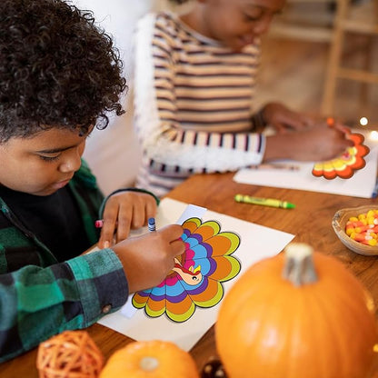 JOYIN 24 Pcs Thanksgiving Coloring Headbands, Thanksgiving Color Your Own Turkey Crowns Kids Craft Set for Thanksgiving Kids School Activities Class Events Thanksgiving Party Decoration Supplies