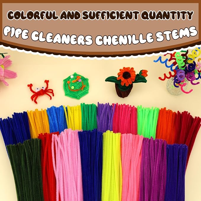 Pipe Cleaners, 100PCS Christmas Pipe Cleaners Craft Supplies, Light Brown Pipe Cleaners Bulk Fuzzy Sticks for DIY Art and Craft Projects Home Decoration
