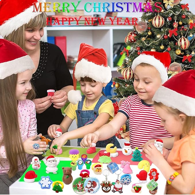 117 Pcs Christmas Party Favors for Kids, Pop Fidget it Toys, Goodie Bag Stuffers, Treasure Box Toys, Classroom Prizes, Goody Bags, Christmas Stocking Stuffers for Kids