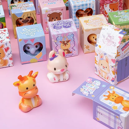 Valentines Day Gifts for Kids Party Favors 24PCS Safari Animal Squishy Toys,Goodie Bag Stuffers, Pinata Stuffers,Birthday Gifts for Boys & Girls,Treasure Chest Prizes,Classroom Prizes