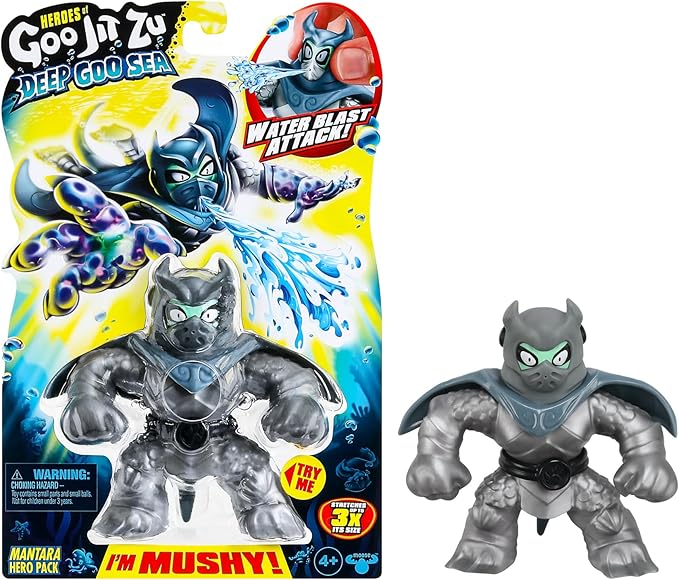 Heroes of Goo Jit Zu Deep Goo Sea Mantara Hero Pack. Super Mushy, Goo Filled Toy. with Water Blast Attack Feature. Stretch Him 3 Times His Size!