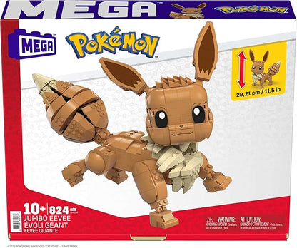 Mega Pokémon Building Toys Set Jumbo Eevee with 824 Pieces, Articulated and Poseable, 11 Inches Tall, for Kids (Amazon Exclusive)