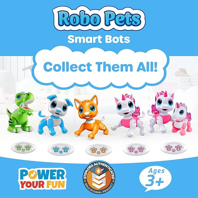 Power Your Fun Robo Pets Cat Toy for Girls and Boys - Remote Control Robot Toy Interactive Hand Motion Gestures, Smart STEM Programmable Treats Toys, Walking, Dancing Robot Pet Cat for Kids