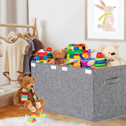 VERONLY Collapsible Toy Storage Bin with Lid, 82L Large Capacity - Gray Neutral Space-Saving Organizer for Playroom, Bedroom & Nursery, Foldable Design