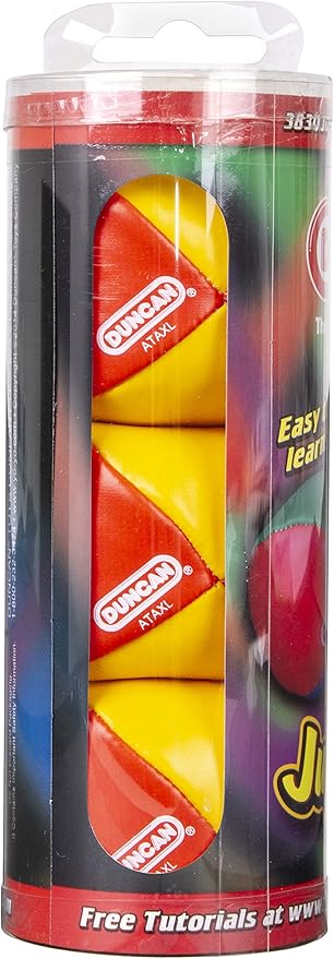 Duncan Toys Juggling Balls, Multicolor, Vinyl Shells, Circus Balls with 4 Panel Design, Plastic Beans, 3 Pack, Red & Yellow