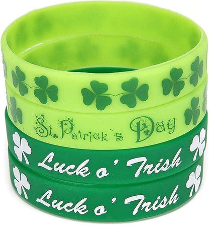 Moon Boat 74PCS St. Patrick's Day Shamrock Rubber Wristbands Bracelets - Party Favors Supplies Gifts Decorations
