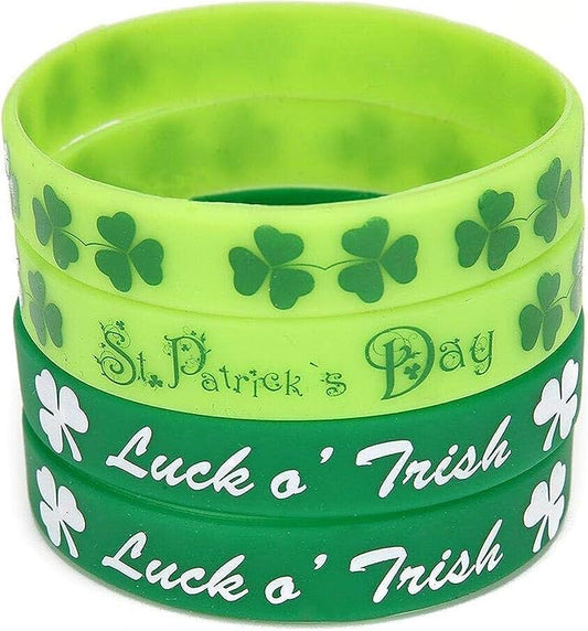Moon Boat 74PCS St. Patrick's Day Shamrock Rubber Wristbands Bracelets - Party Favors Supplies Gifts Decorations
