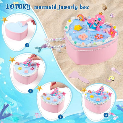 Children's Jewelry Box DIY with Cream Glue Decorate Your Princess' Jewelry Organiser- Gifts Idea for Girls for Valentines, Birthday, Arts and Crafts for Kids