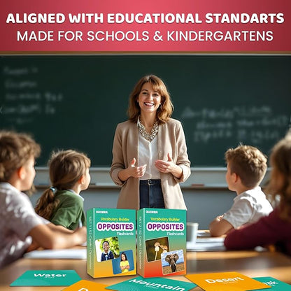 QUOKKA 104 Opposites Vocabulary Flash Cards with Realistic Images for Pre-K and Kindergarten - Perfect for Teachers, Parents, and Speech Development Activities - Vocabulary Builder for Kids Adults