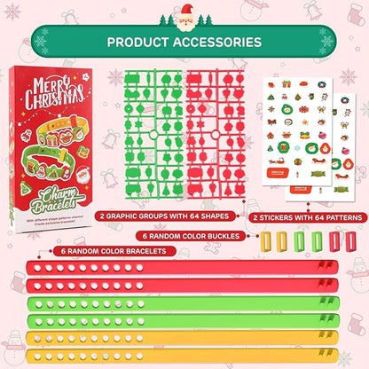 Kids Silicone Bracelets with Stickers & Accessories - Colorful Adjustable Wristbands Rubber Bracelet Set for Boys Girls Dress Up Decorations Party Favors Supplies Christmas Birthday Gift