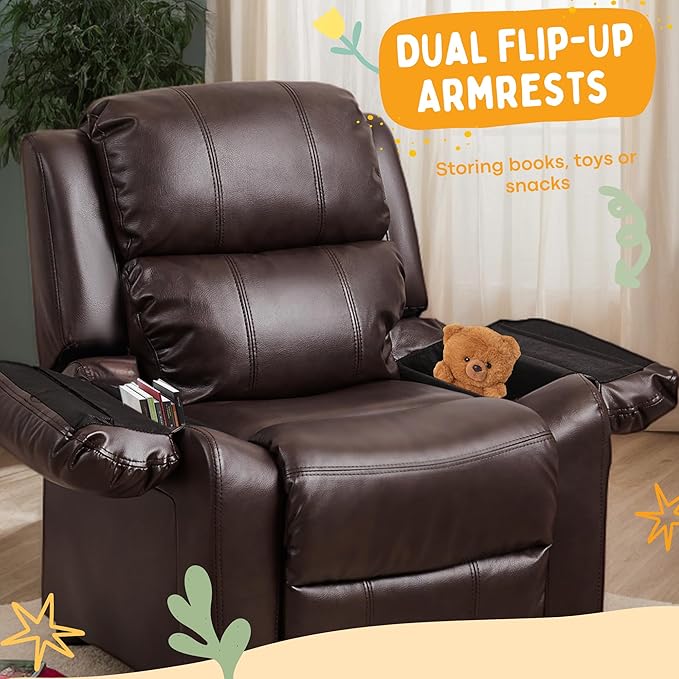 JC Home Macaron Kids Reclining Chair Leather Recliner Sofa Toddler Youth Children Child Ages 2-8