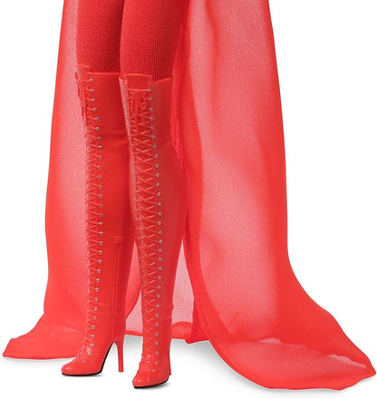 Barbie Signature Doll, Kylie Minogue Posable Collectible in “Padam Padam” Music Video Outfit with Red Bodysuit, Chiffon Cape and Lace-Up Boots