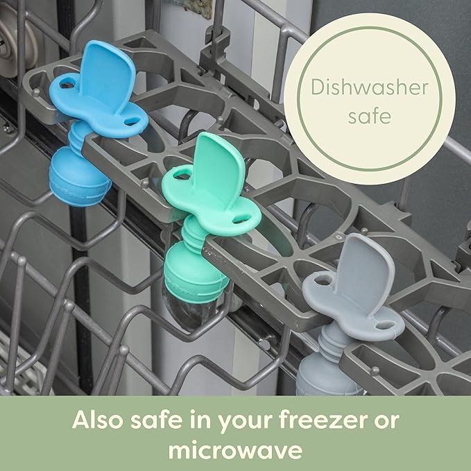 Upward Baby 3 pack Silicone Baby Feeding Spoon with Anti Choke Barrier - Baby Spoons Self Feeding 6 Months, First Stage Infant Supplies and Toddler Utensils, Baby Led Weaning Soft-Tip Training Spoon