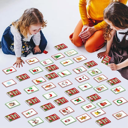 gisgfim 50 Pairs Memory Matching Game Merry Christmas Concentration Memory Games for Kids Educational Ages 3-8 A Fun & Fast Christmas Winter Theme Memory Matching Games