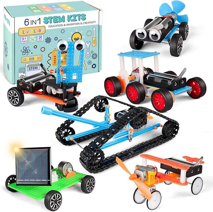 6-in-1 STEM Kit for Kids Ages 6-12, STEM Toys for Boys Ages 8-12, Robot Building Kit & Car Crafts for Kids, Science Activities Robotics Kits for 6 7 8 9 10 12 Year Old Boys Girl Birthday Gifts
