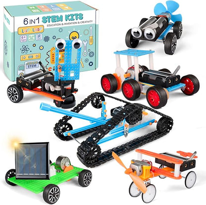 6-in-1 STEM Kit for Kids Ages 6-12, STEM Toys for Boys Ages 8-12, Robot Building Kit & Car Crafts for Kids, Science Activities Robotics Kits for 6 7 8 9 10 12 Year Old Boys Girl Birthday Gifts