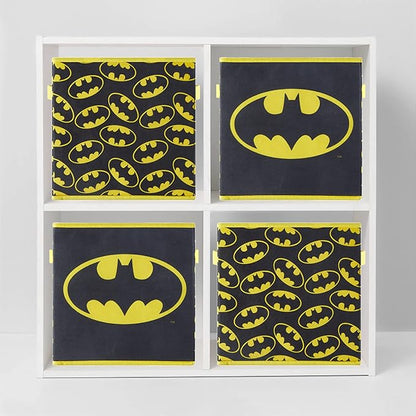 Batman Collapsible Storage Cubes – Set of 2 Foldable Fabric Bins for Kids – Organizer Boxes with Iconic Logo – Closet & Toy Storage – Black Superhero Cube Containers