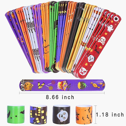 Max Fun 48pcs Halloween Slap Bracelets Halloween Party Favors Halloween Toys for Kids Halloween Party Favor Halloween Treat Bags Gifts Birthday Party (Halloween)