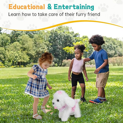 Remote Control Robot Dog, Electronic Plush Puppy Dog Toy, Interactive Toys, Walks, Barks, Shake Tail, Stuffed Animal Gift for Girl and Boy Age 3-6 Year Old (White)