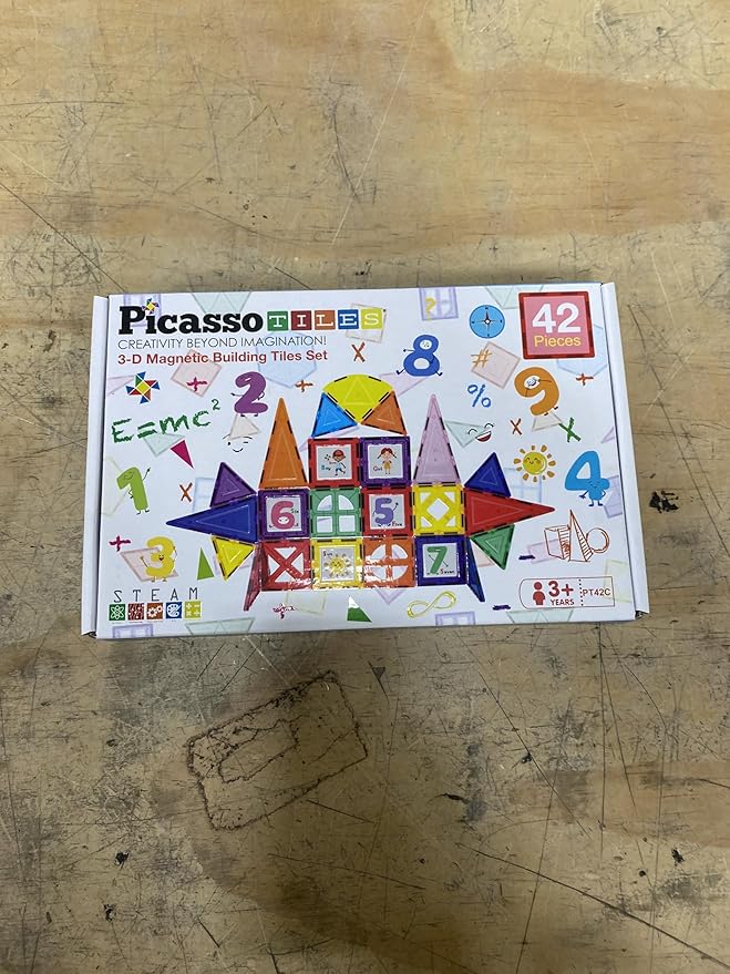 PicassoTiles Magnetic Building Blocks with Tiles and Click-in Educational Graphic Arts Magnet Construction Toy Set STEM Learning Playset Child Brain Development Stacking Playboard