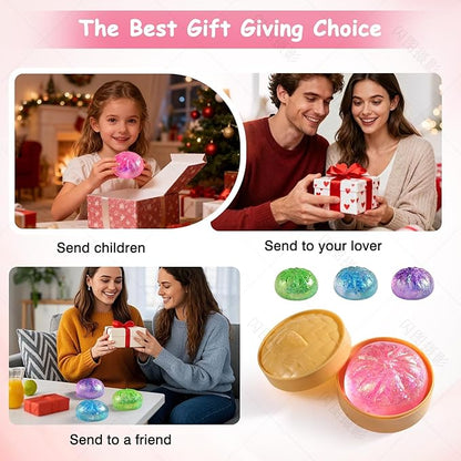 Sugar Dumpling Squishy, Glitter Squishies Dumpling Mystery Box, Viral Bao Bun Squeeze Toy,Stress Relief Fidget Toys (Pink)
