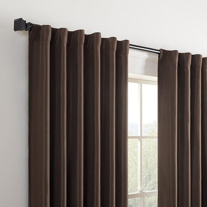 ECLIPSE Fresno Modern Blackout Thermal Rod Pocket Window Curtain for Bedroom (1 Panel), 52" x 95", Espresso
