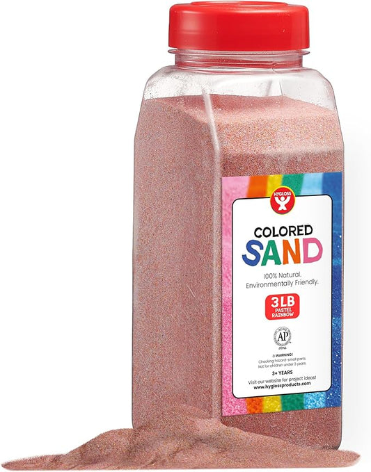 Hygloss Products Colored Play Sand - Assorted Colorful Craft Art Bucket O' Sand, 3 lb, Pastel Rainbow, (29319)