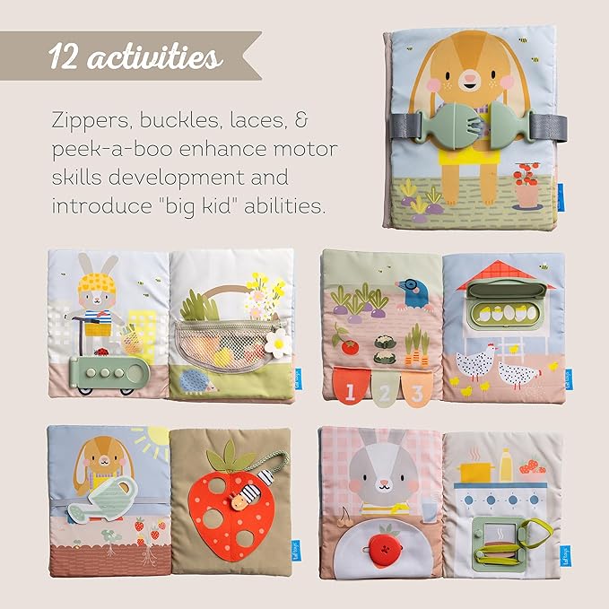 Taf Toys Busy Book for Toddlers 1-3 - Montessori Activity Book with 12 Sensory Learning Activities - Develops Fine Motor Skills and Early Numeracy Through Play