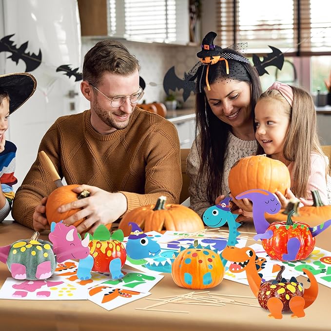 30 Sets Thanksgiving Pumpkin Decorating Craft Kits DIY Dinosaurs Pumpkin Decorating Dinosaurs Pumpkin Sticker Craft Gift Craft for Thanksgiving Party Supplies Party Favors