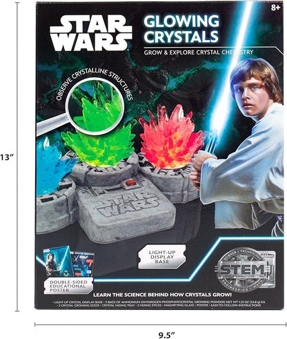 STAR WARS Glowing Crystals, Crystal Growing Kit with Light Up Display Stand, Grow 3 Colorful Crystals, Star Wars Toys, Gift for 8 Year Old Boy, Star Wars Merch, Star Wars Toys for Boys Age 8-12