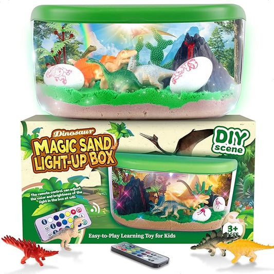 Dinosaur Terrarium Kit Gifts for Kids - DIY Night Light Up with Remote - Dinosaur Toys Arts and Crafts for Boys Fun Christmas Birthday Gifts for Ages 4 5 6 7 8 9 10 + Year Old Easter Dino Science Kits