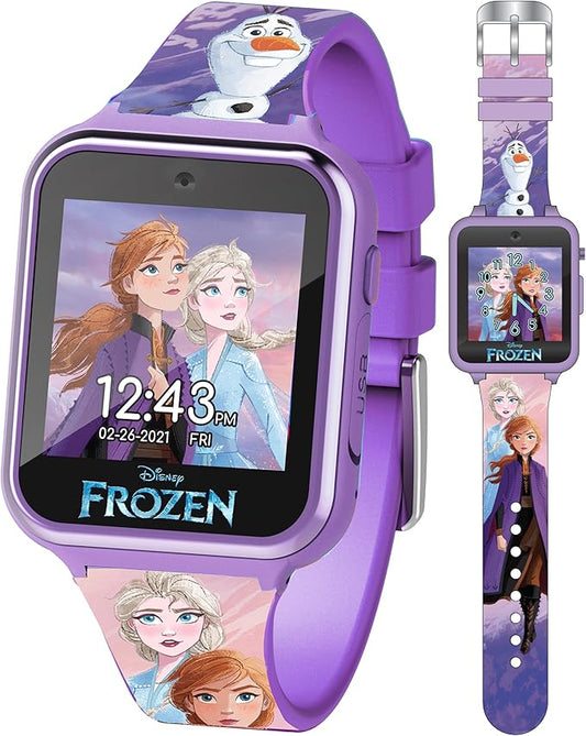 Accutime Kids Disney Frozen Anna Elsa Purple Educational Touchscreen Smart Watch Toy for Girls, Boys, Toddlers - Selfie Cam, Learning Games, Alarm, Calculator, Pedometer & More (Model: FZN4672AZ)