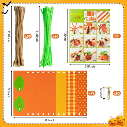BeYumi 30Pcs Thanksgiving Paper Strip Pumpkin Craft Kit DIY Fall Gratitude Pumpkin Thankful Crafts Autumn Holiday Religious Crafts Decor Home School Classroom Party Fun Activities for Kids